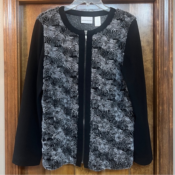 Alfred Dunner Sweaters - Alfred Dunner Faux Chinchilla Fur Full‎ Zip
Cardigan Sweater Jacket Sz 10 EUC